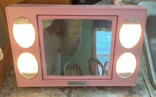 Vintage Mirror Go Lightly Petite Pink Make - Up Mirror Lighted Dual Sided W/ Case
