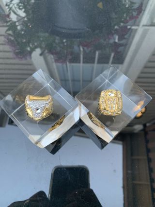 Bulls Championship Rings In Lucite 96,  97 And 98 Insane Deal For Both - Fast Ship
