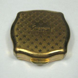 Stratton Pill Box Goldtone Made England Square Animal Print Pattern 1.  5 In Vtg