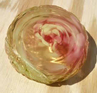 Victorian Cased Rose Cranberry & Milk Glass Amber Dish dresser amberina 3
