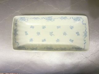 Laura Ashley Tray Ribbons Blue Floral Trinkets Appetizers Porcelain England Nr