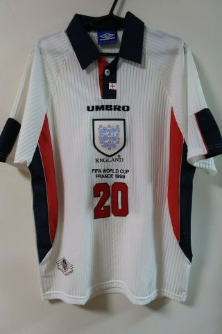 England 20 Owen 100 Soccer Jersey Shirt 1998 World Cup [r533]