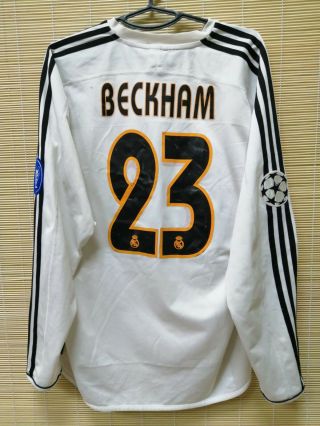 Real Madrid 2003 2004 Home Shirt Jersey Maglia Adidas 23 Beckham Long Sleeve