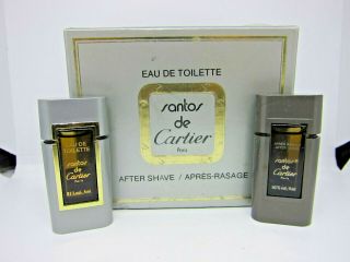 Cartier Santos De Cartier 2 X 4 Ml Mini Toilette Edt & After Shave Set 19dec73 - T