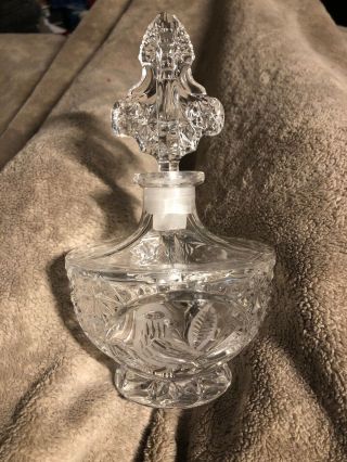 Lead Crystal Large Bohemian Czech Glass Ornate Perfume Bottle/liquor Decanter