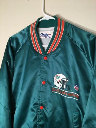 Vintage 80s 90s Miami Dolphins Chalk Line Satin Jacket Xl Nfl Marino