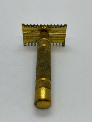 Vintage Shaving Collectible 1930’s Open Comb Gillette Gold Tone Safety Razor