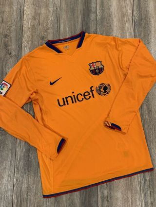 Nike 2008 Orange Fc Barcelona Goalie Jersey,  Size Medium