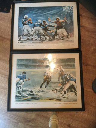 2 Framed Vintage Baltimore Colts Prints By George Menkel 1958 And 1959 Champions