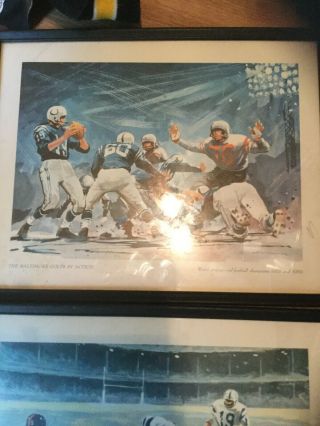 2 Framed Vintage Baltimore Colts Prints By George Menkel 1958 And 1959 Champions 2