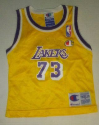 Vtg 90s Champion Los Angeles Lakers Dennis Rodman 73 Toddler Jersey 2t Gem