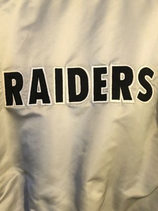 Vintage Oakland Raiders Starter Bomber Jacket Silver Satin Sz XL RARE NFL NWA 3