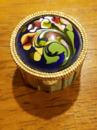 Vintage Gold Tone Compact Pill Box Estee Lauder Solid Perfume Marked