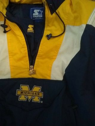 Vtg 90s Starter University Of Michigan Wolverines Anorak Puffer Jacket XL 2