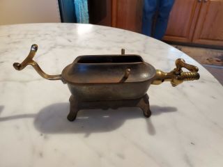 Antique Brass & Cast Iron Gas Curling Iron Heater Marked Polly