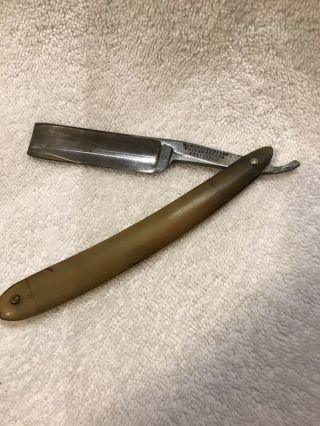 Antique Wade & Butcher Straight Razor With Horn Scales