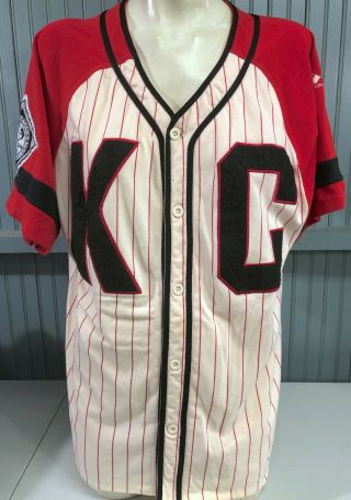KC Kansas City Monarchs Large Negro League Pinstripe Baseball Jersey 2