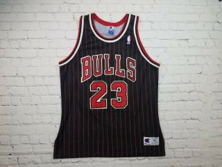 Champion Authentic Michael Jordan Chicago Bulls Pinstripe Away Jersey Sz Xl 48