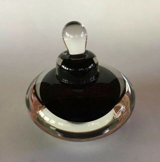 Heavy Glass Amethyst Encased In Clear Art Glass Perfume Bottle W/stopper