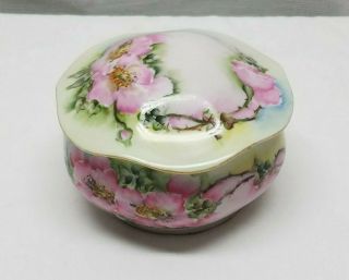 Vintage Porcelain Reinhold Schlegelmilch Vanity Dresser Powder Box Jar Dish Pink