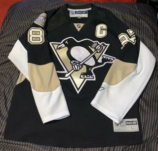 Reebok Pittsburgh Penguins Sidney Crosby Home Jersey Pgh 250 Patch Mens Size L