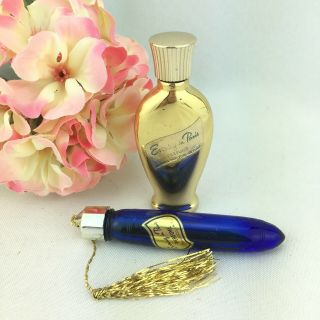 2 Vintage Evening In Paris Perfume Bottles Blue Laydown And Gold Tassel