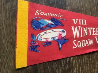 1960 VIII Winter Olympic Games Squaw Valley CA Red Felt Pennant Olympics Sport 2