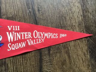 1960 VIII Winter Olympic Games Squaw Valley CA Red Felt Pennant Olympics Sport 3