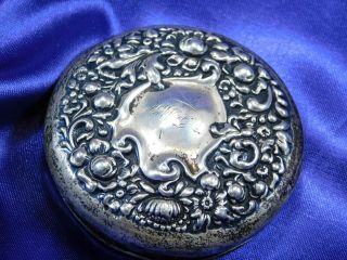 Stone Sterling Silver Dresser Jar Lid,  2 5/8 Inches Wide - Well