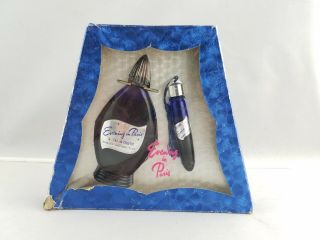 Vintage Bourjois Evening In Paris Perfume 2 Piece Cobalt Blue Gift Set 1 Oz
