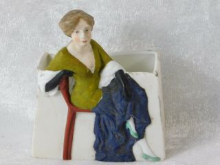Vtg Schafer Vater German Woman Victorian Beauty Bisque Figurine Hatpin Holder