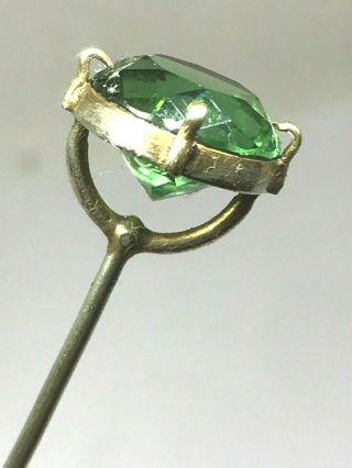 Antique Hat Pin Sparkling Spring - Green Solitaire.  Lovely Lady For Your Hat.