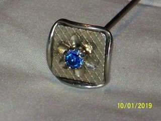 Vintage 10kt White Gold With Blue Stone Set In Center Hat Pins,  Stick Pins