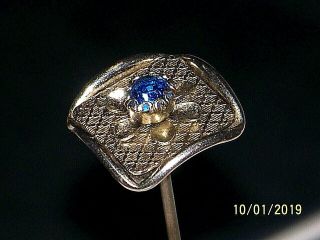 Vintage 10kt White Gold With Blue Stone Set In Center Hat Pins,  Stick Pins 3