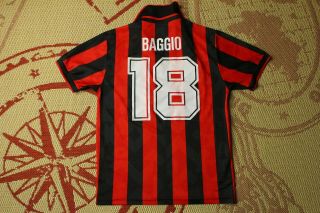 Ac Milan Italy 1994 1995 Baggio Home Football Jersey Shirt Lotto Size M