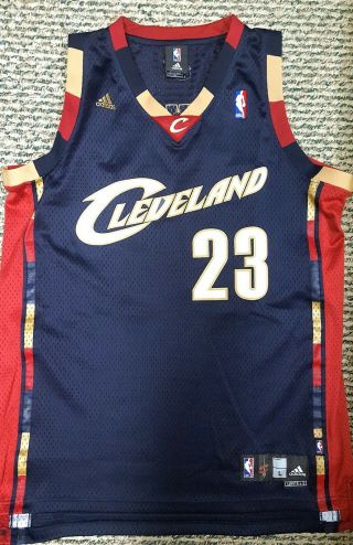 Mens Cleveland Cavaliers Nba Adidas Lebron James Jersey 23 Size Large Navy