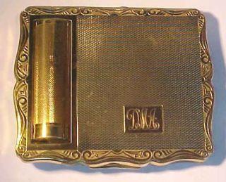 Vintage Gold Tone Stratton Compact With Lipstick Holder