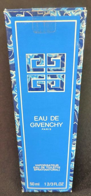 Vintage Eau De Givenchy 50 Ml 1 2/3 Oz Edt Spray Box France