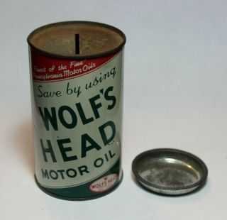 Wolf ' s Head Motor Oil Coin Bank or Safety Razor Blade Bank - Advertising Item 2