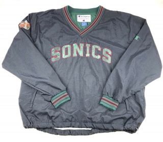 Vintage 90s Champion Seattle Supersonics Pullover Windbreaker Jacket Men 