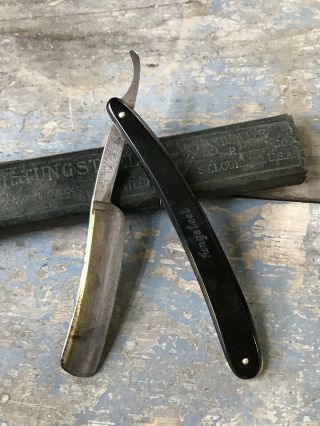 Vintage Shumate Cutlery Tungsten Straight Razor/original Box St.  Louis,  Mo,  Usa
