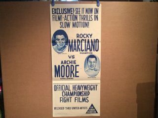 Rocky Marciano Vs Archie Moore Fight Film Poster - 30” X 13” Paper 3 Fold
