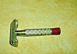 Vintage Gillette " Red Tip " Double Edge Safety Razor Date Code A - 2 Usa