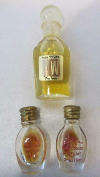 Two Vintage Mini Old Spice Perufme Bottles By Shulton,  Weil De Weil Mini