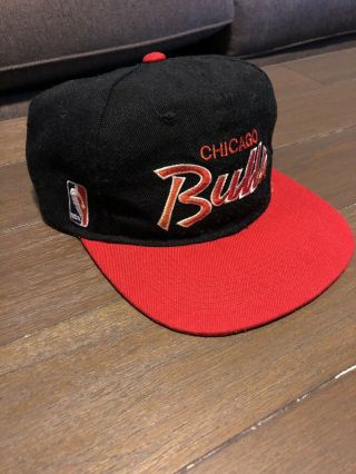 Vintage Chicago Bulls Sports Specialties Black Script Snapback Hat