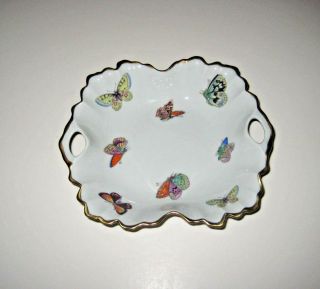 Vintage Porcelain Vanity Dresser Tray Butterflies Handles Limoges France 7 1/2 "