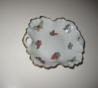 Vintage Porcelain Vanity Dresser Tray Butterflies Handles Limoges France 7 1/2 