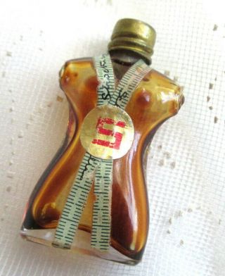 Schiaparelli Miniature Vintage Shocking Glass Nude Perfume Bottle Tape Measure