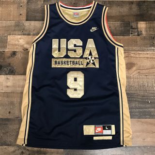 Michael Jordan 9 1992 Usa Dream Team Olympic Gold Jersey Size Large