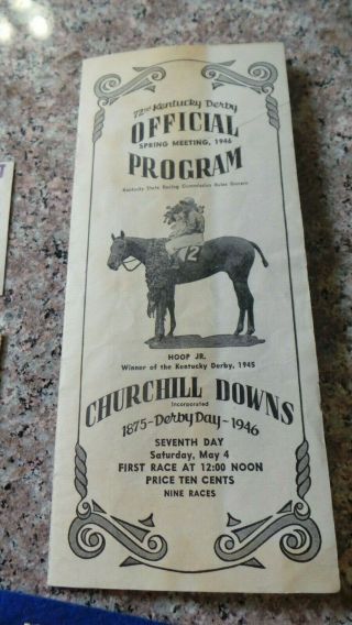 Official 1946 Kentucky Derby Program Assault Triple Crown Pennant Ticket & More 2